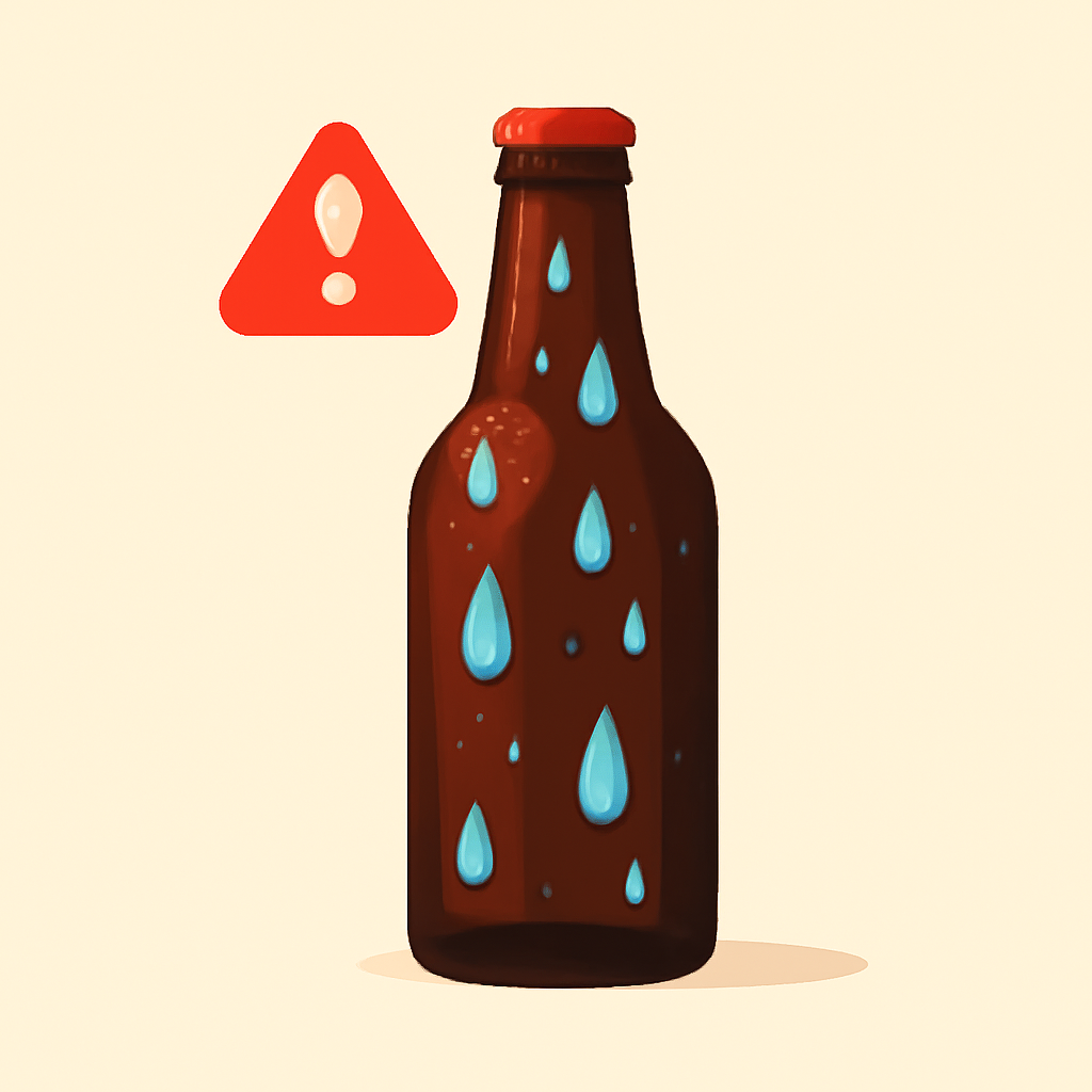 Flasche zu nass