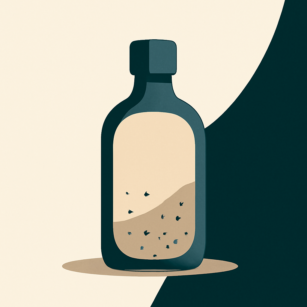 Flasche hat Sand/Steinchen